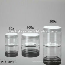 50g, 100g, 200g frasco, frasco cosmético, frasco de plástico, com tampa de plástico transparente, aceitar o OEM